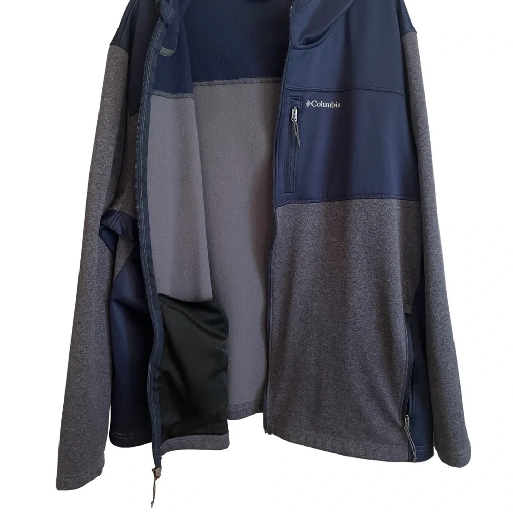 Columbia Fleece Lined Hooded All Season Performance Jacket Navy Blue & Gray